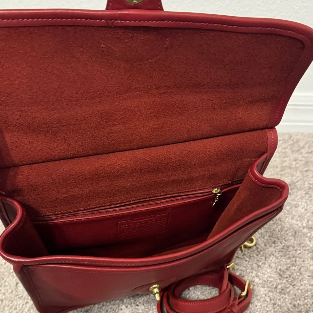 Vintage Coach 9927 Willis Crossbody Shoulder Handle Bag Red Leather - Picture 8 of 15